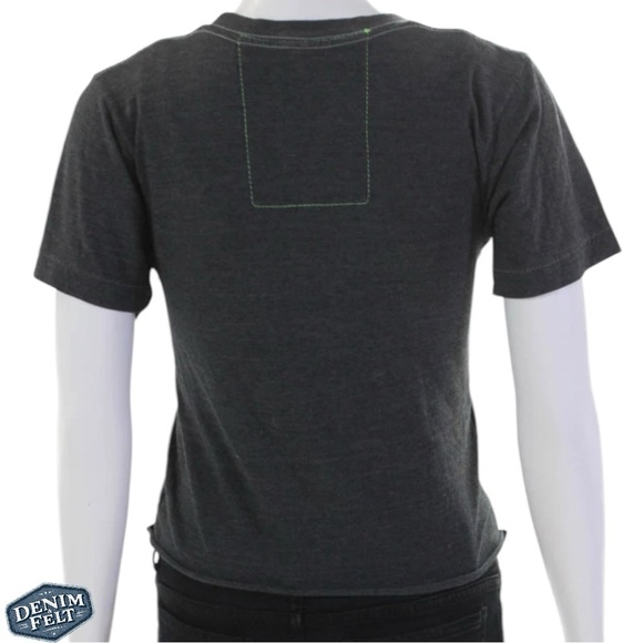 Aviator Nation Women’s Bolt Crop Graphic Tee T-Shirt in Charcoal Beach Travel - Picture 4 of 13